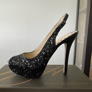 Black Sequin Pumps